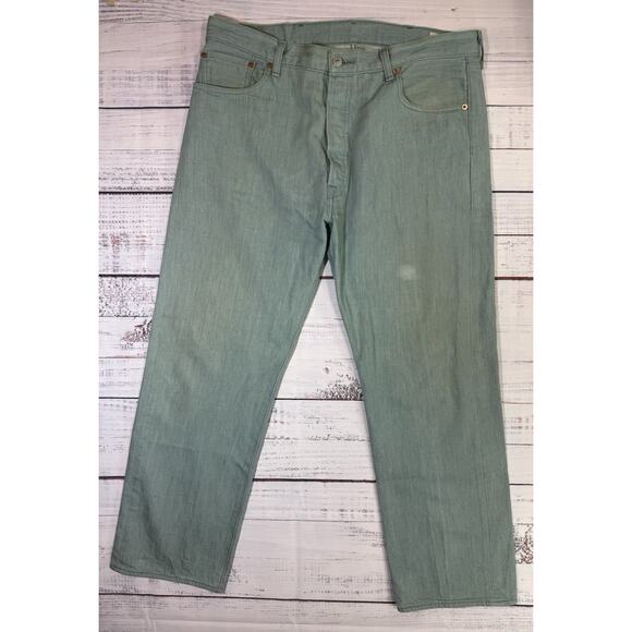 Levi's Other - Levi's 501 Jeans Mens Denim White Oak Cone 38X30 Button Fly Green Button Fly
